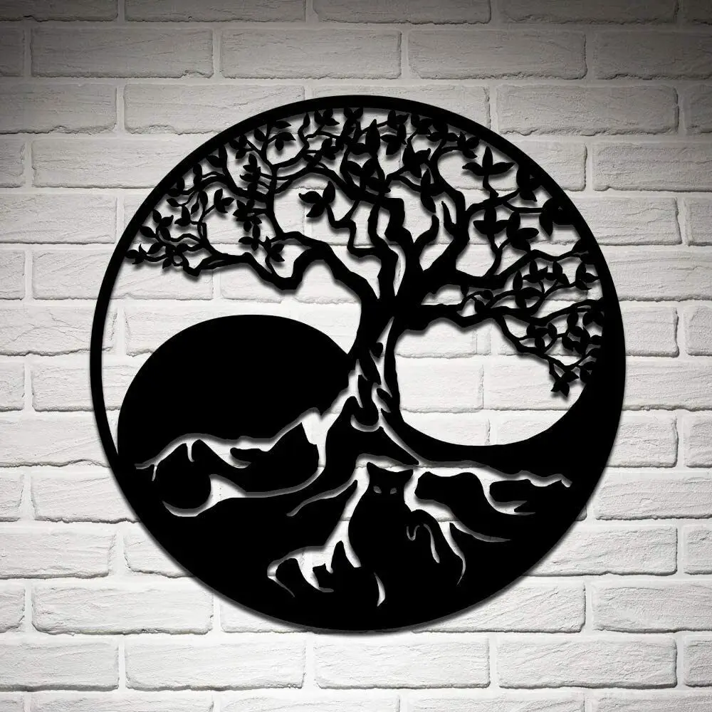 

Tree of Life Metal Wall Art Decor Yin Yang Metal Wall Silhouette Wall Hangings