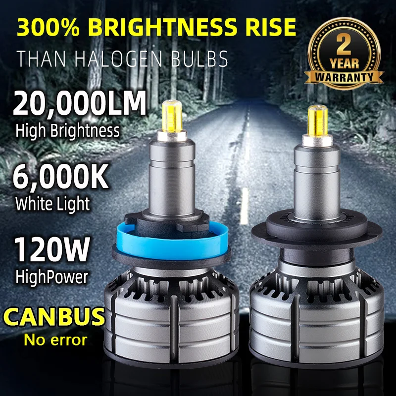 Автомобильные светодиодные лампы H1 Canbus H7 LED 360 3D H11 H4 20000LM H3 HB3 HB4 9012 HIR2 светодиодный H9 H8 9006 9005, противотумансветильник фары для автомобиля 120 Вт 12 В