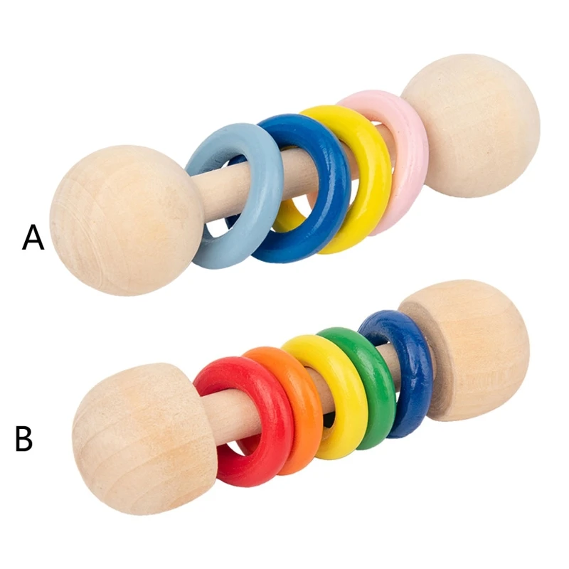 

Kids Teething Rodent Ring with Bell Inside Sleeping Accompany Toys Finger Training Safety Toys Food Grade Wooden Material