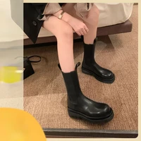 2022 fashion chelsea thick sole fleece martin mid pipe chimney boots womens short boots