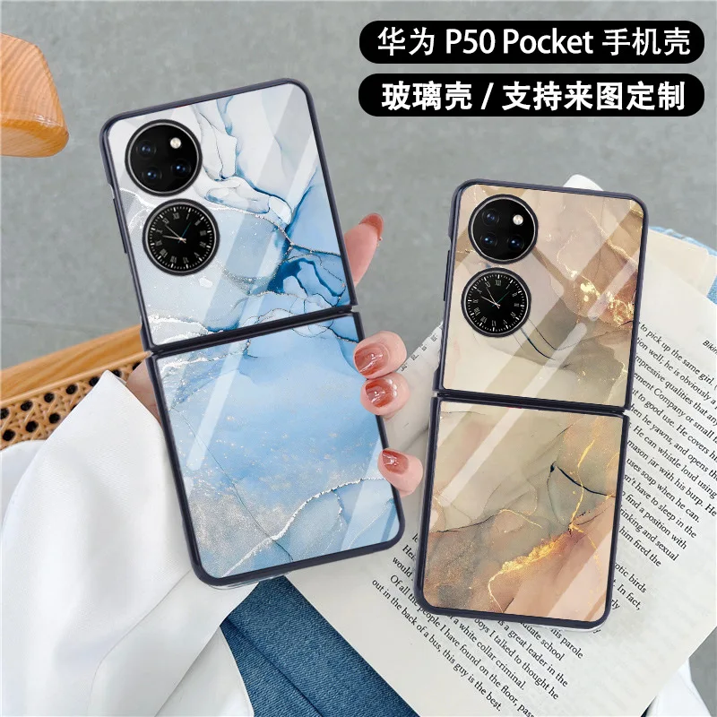 

Для Huawei P50 Карманный чехол для Huawei Mate V стеклянный Классический Мраморный чехол