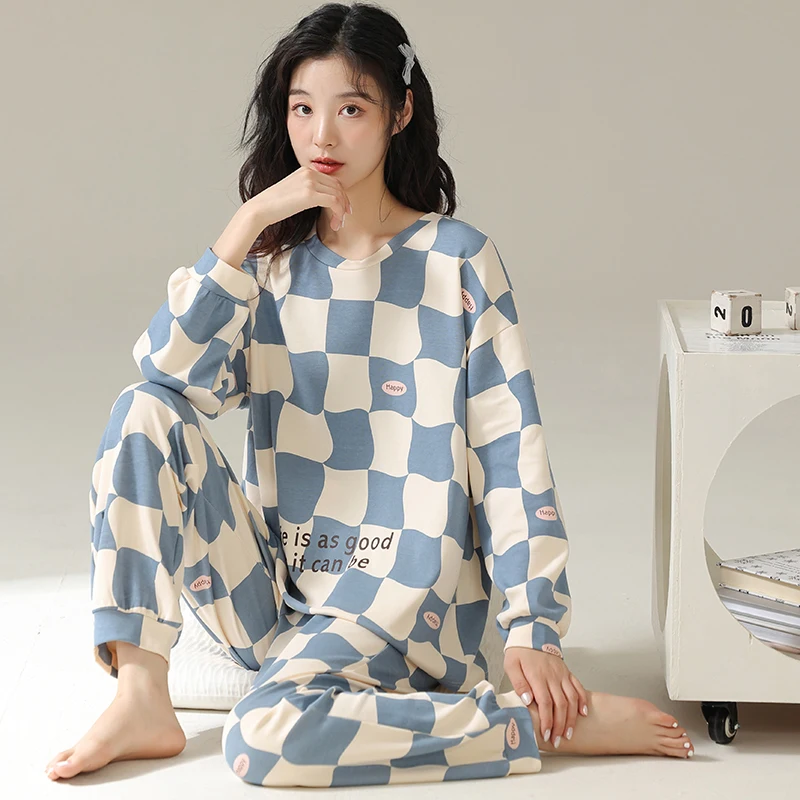 

SUO&CHAO Spring Autumn Pajamas Sets For Womens Loose Casual Cartoon Print Pyjamas Pijama Sleepwear Loungewear Nightgown Homewear