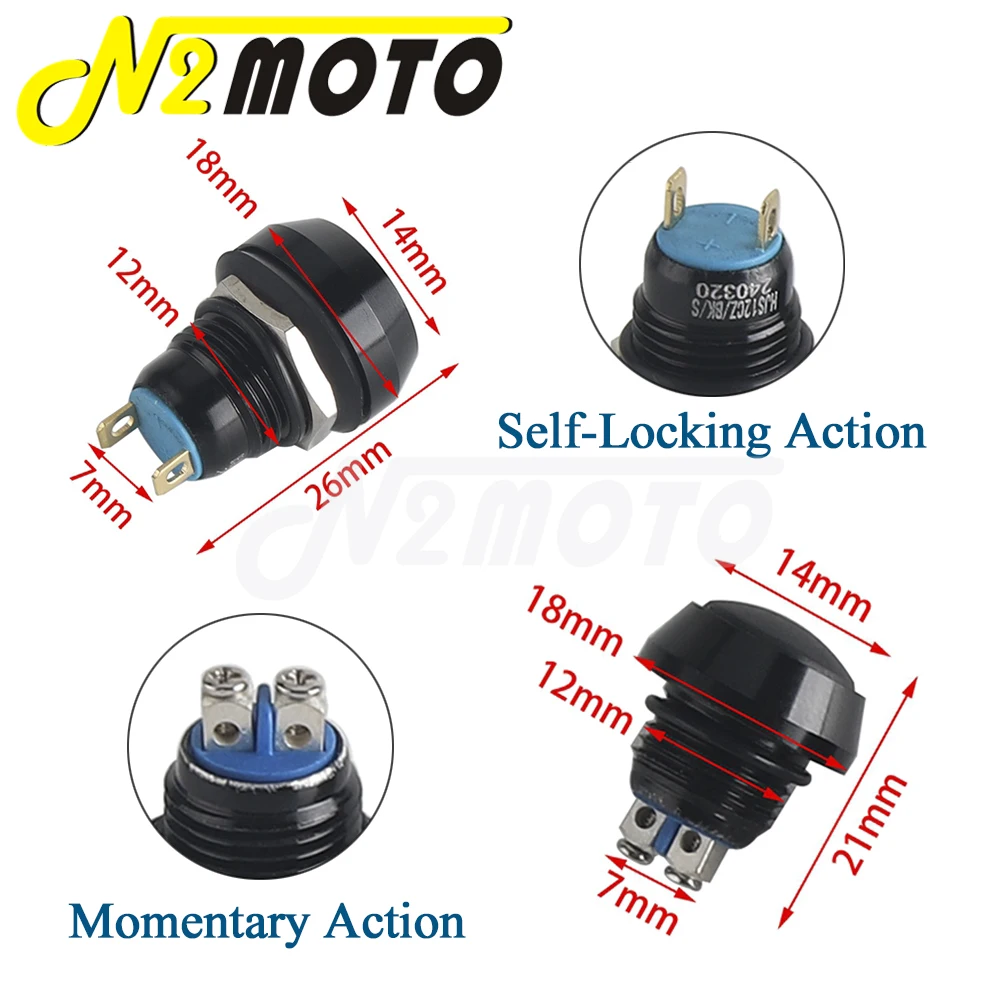 Универсальный 12-миллиметровый защелкивающийся переключатель алюминиевая