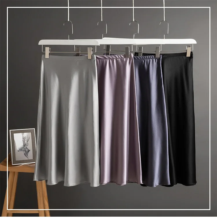 

Summer Pear Shape Women's Silk Skirt Summer Temperament Slim A-line Skirt Commuter 19MM Mulberry Silk Skirt Black Skirt