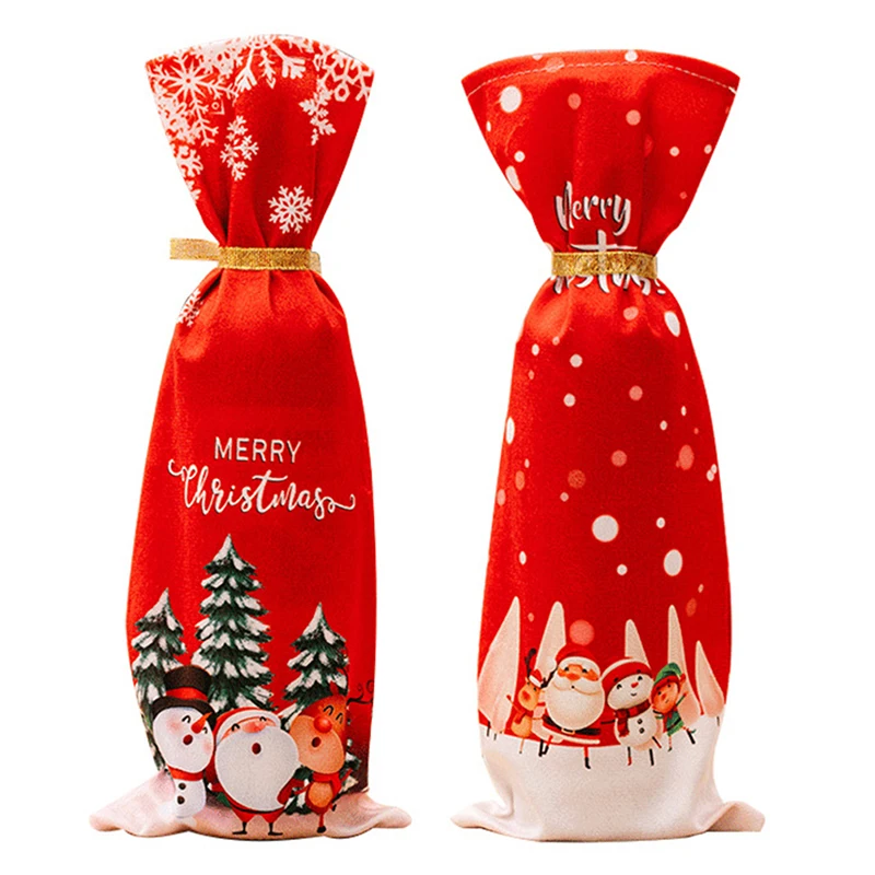 

Наборы сумок для бутылок красного вина, рождественские украшения, набор для бутылок красного вина, шампанского, рождественские принадлежно...