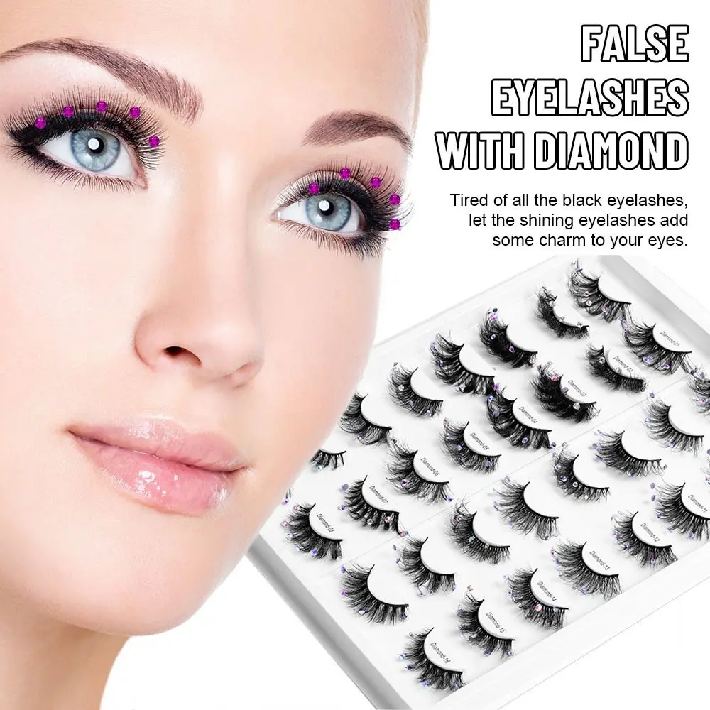 

Costume Cosplay Holographic Design Glitter Eyelashes Eyelashes with Glitter 3D Faux Mink False Eyelashes With Diamond