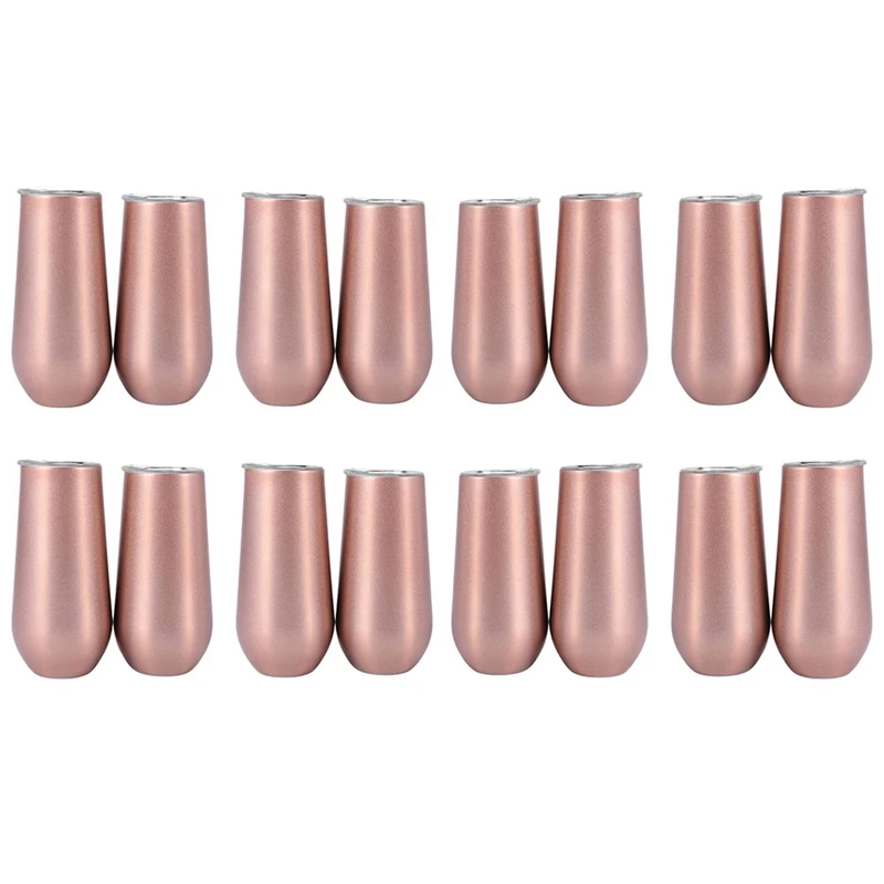 

Retail 16 Packs Stemless Champagne Flutes Wine Tumbler, 6 OZ Double-Insulated Wine Tumbler With Lids Unbreakable Cocktail Cups