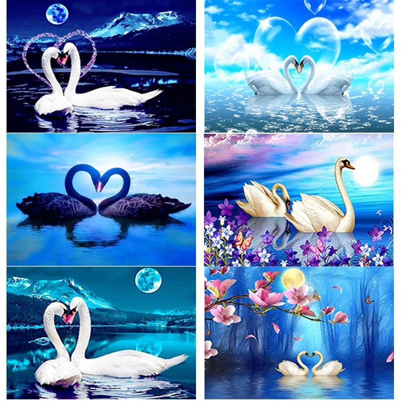 

5D DIY Diamond Painting Swan Lake Scenery Series Embroidery Mosaic Crafts Picture Full Drill Cross Stitch Kit Living Room Decor