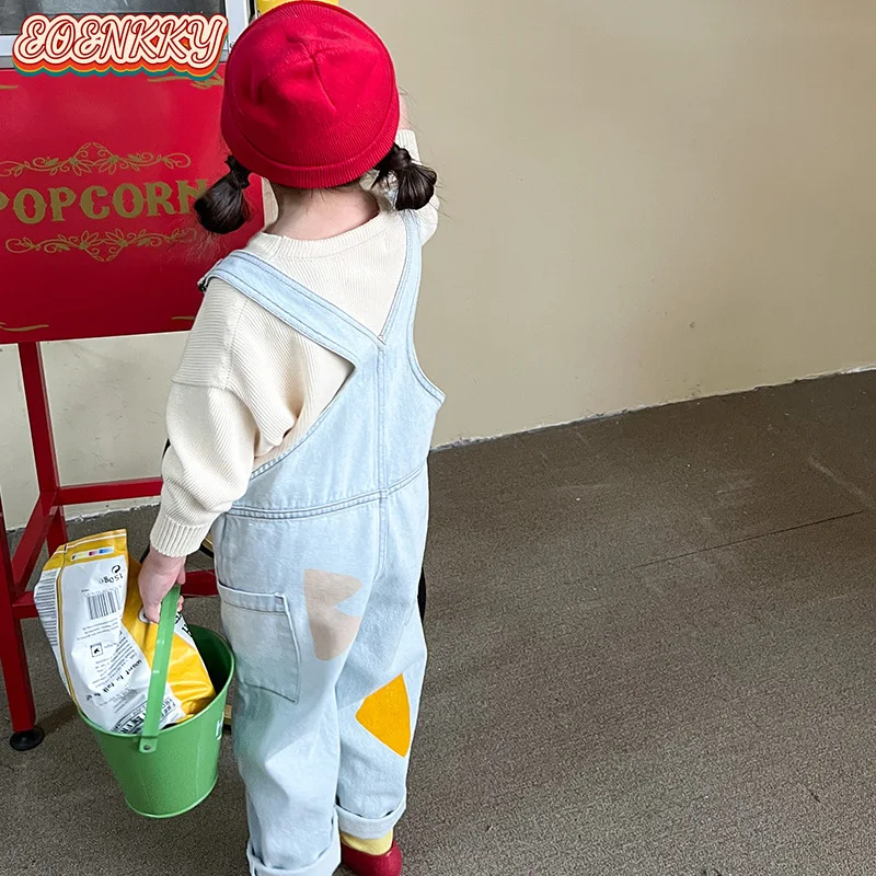 Детские джинсовые комбинезоны для девочек комплекты свитеров хлопковые с