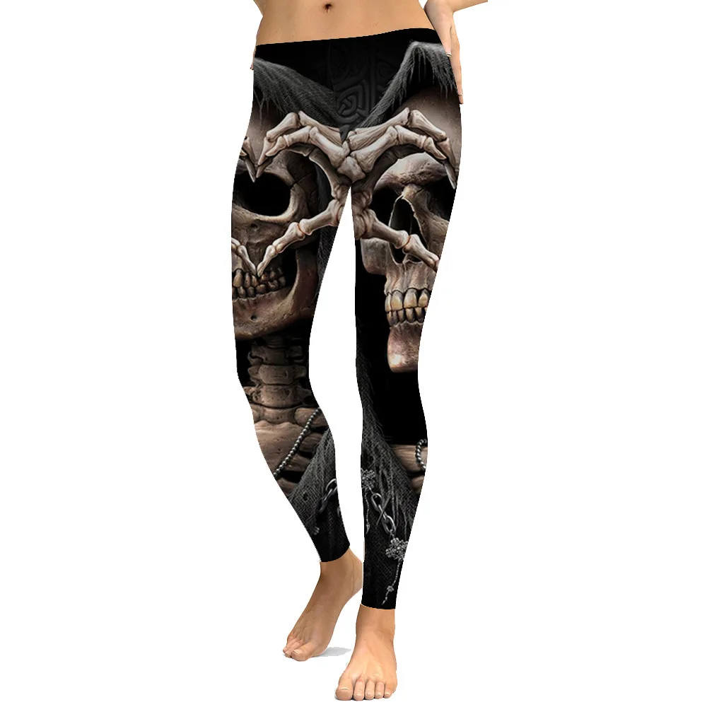 

Women Workout Yoga Leggings Skull Cross 3D Printing Cosplay Fitness Bodybuilding Female New Fashion Sexy Pencil Pants Hip Hop