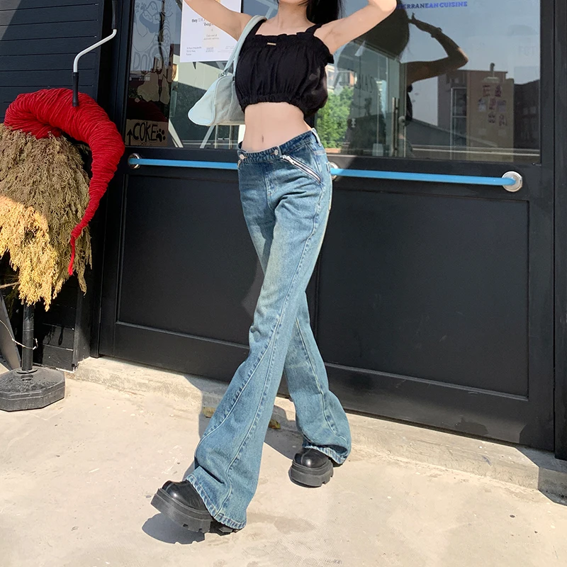 WCFCX STUDIO высокой талией расклешенные джинсы Американская Ретро Мода Широкие брюки