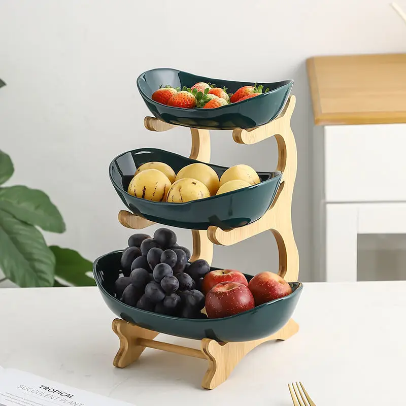 

2022 Living Room Plastic Storage Container Fruit Plate Garden Snack Home Decoration Cake basket Dish Afternoon-tea Three-layer
