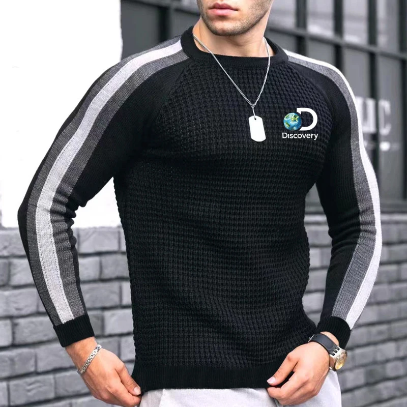 Spring and Summer New Printed Round Neck Bottom Shirt Men's Trend High Quality Casual Waffle Knit Fashion High Quality Tops