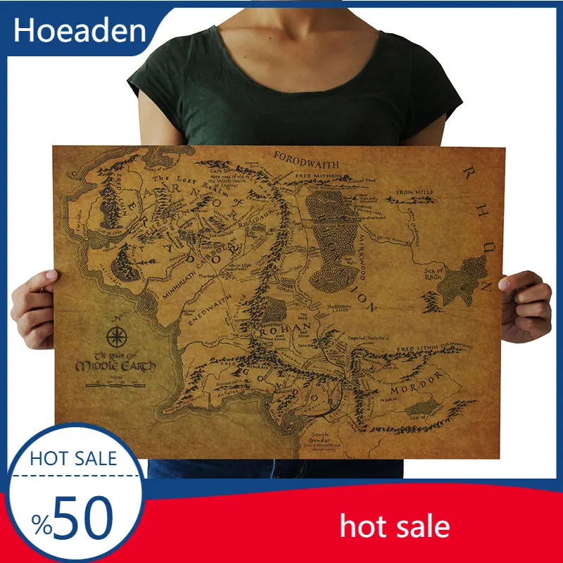 

Top 1 Pc Kraft Paper Posters Of The Rings Middle Earth Map Vintage DIY Room Sticker Decoration Art Wall Painting Wall Sticker