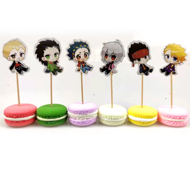 

Beyblade Theme Cupcake Toppers Decoration Happy Baby Shower Kids Boys Favors Birthday Party Cake Topper With Sticks 24pcs/lot