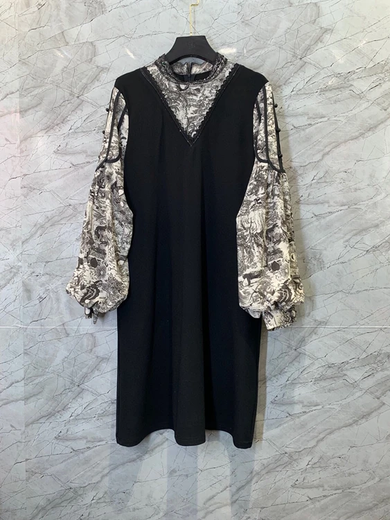 

Женское платье с длинными рукавами-фонариками, платье с круглым вырезом и длинными рукавами-фонариками, модель 2022, 1229