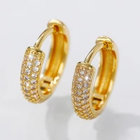 huitan luxury cz hoop earrings for women gold color small circle earrings fashion versatile ladys ear accessory simple jewelry