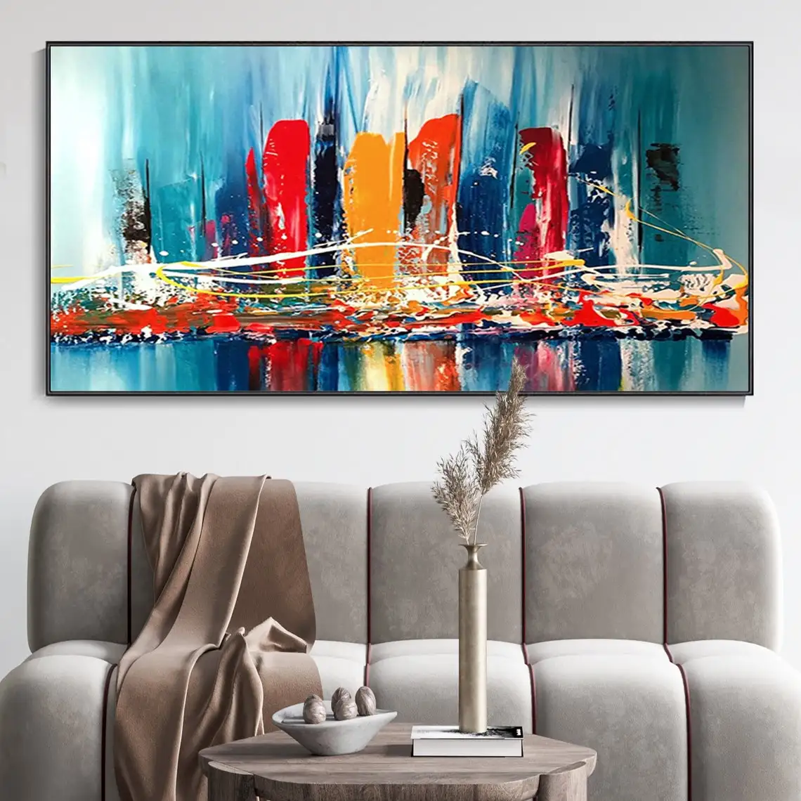 

Colorful Sailboat On Canvas Hand Oil Painting Abstract Landscape Boho Art Living Room Decor Artwork Fashion Wall Art Wall Decor