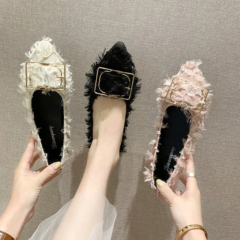 

Туфли женские на плоской подошве, заостренный носок, без застежки, повседневная обувь, элегантные Мокасины, без застежки, универсальные