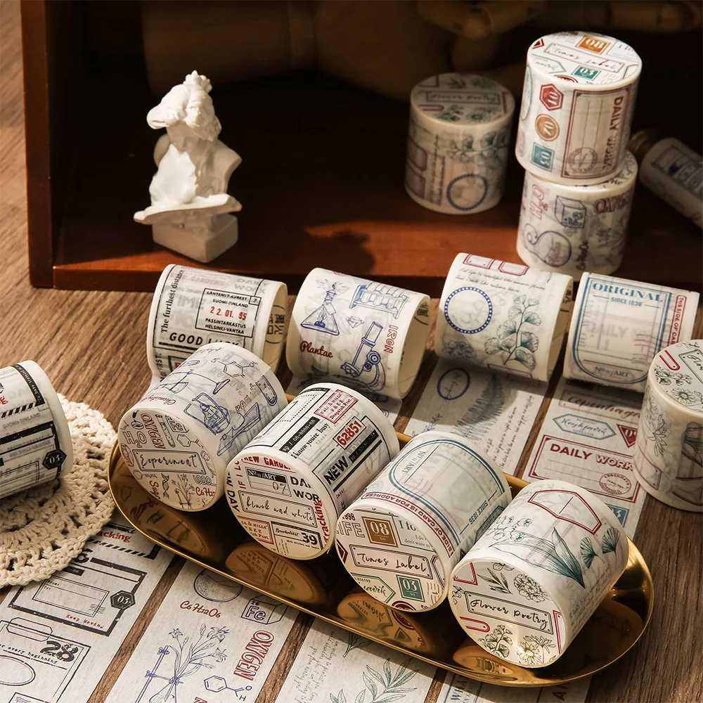 

40mm*300cm Simple Retro Border Washi Tape Writable Label Journal Material DIY Scrapbooking Deco Masking Tapes Stationery