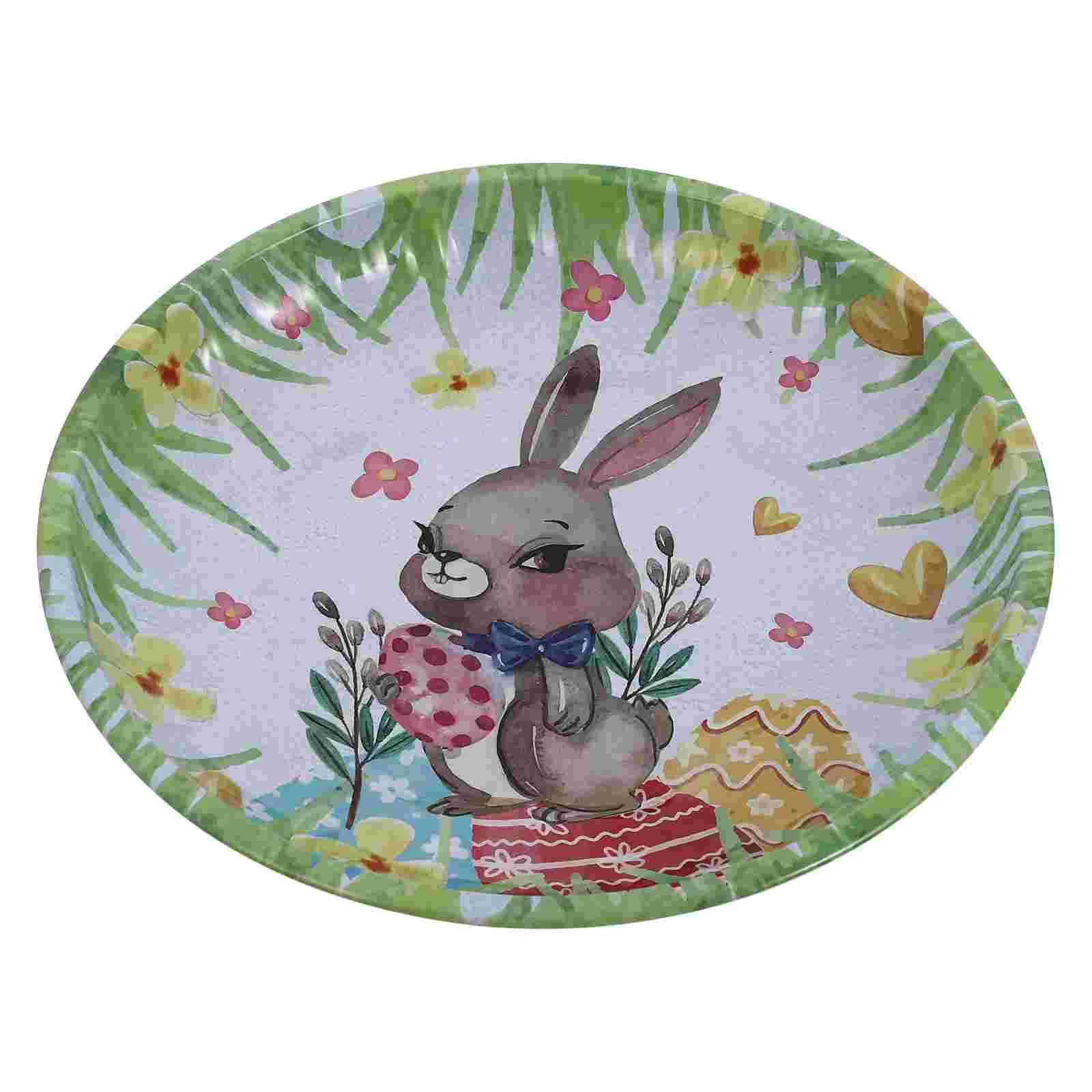

Plate Easter Tray Party Fruit Plates Bunny Serving Dessert Rabbit Appetizer Dish Snack Storage Iron Trays Platter Nut Farmhouse