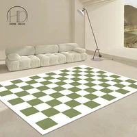 checkerboard carpet living room modern minimalist nordic ins style bedroom room bedside floor rug coffee table sofa plaid carpet