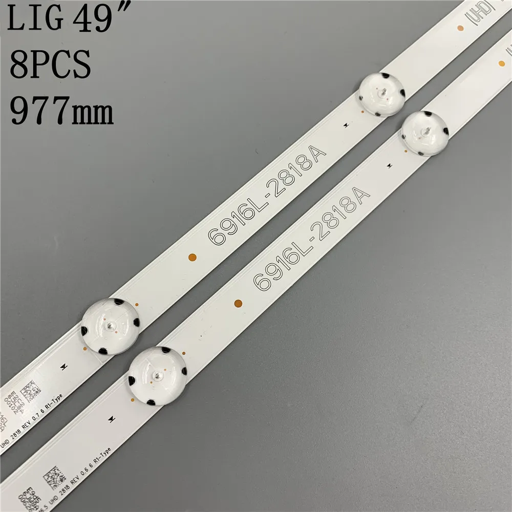 New Kit 8 PCS LED backlight strip for LIG 49UH603V 49UH620V LC490DGE 6916L-2705A 2706A 2707A 2708A 6916L-2709A 2710A 2711A 2712A