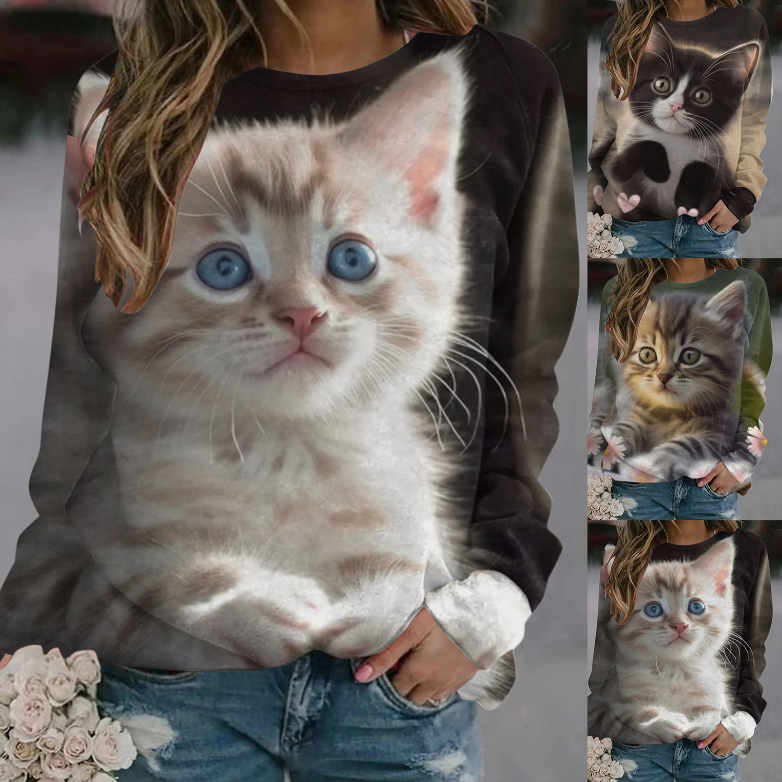 

Womens Graphic Sweatshirt Print O Neck Sweatshirt Round Neck Fit Pullover Tops Casual Long Sleeve Workout Shirts Loose Blouse