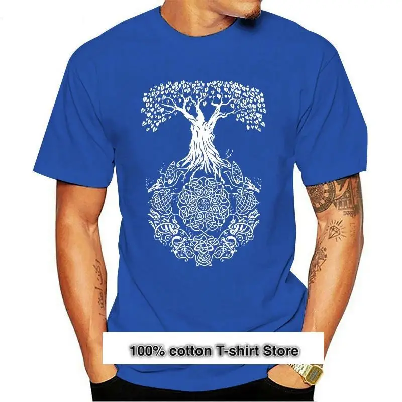 

Camiseta de árbol de la vida para hombre, camisa informal de algodón, de talla grande, Yggdrasil, nueva