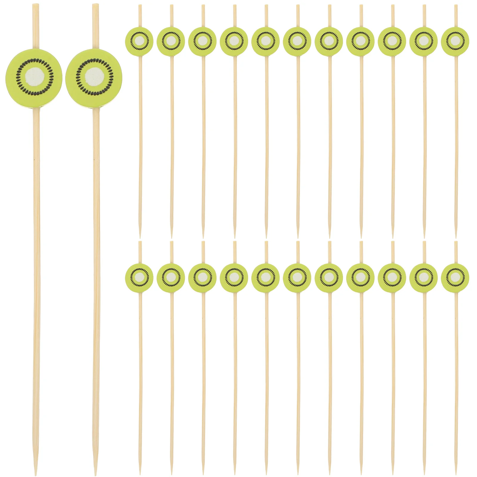 

100 Pcs Disposable Paper Cups Kiwi Fruit Pick Party Cake Decors Kiwifruit Food Picks 12x1.4x0.5cm Bamboo Sticks Child