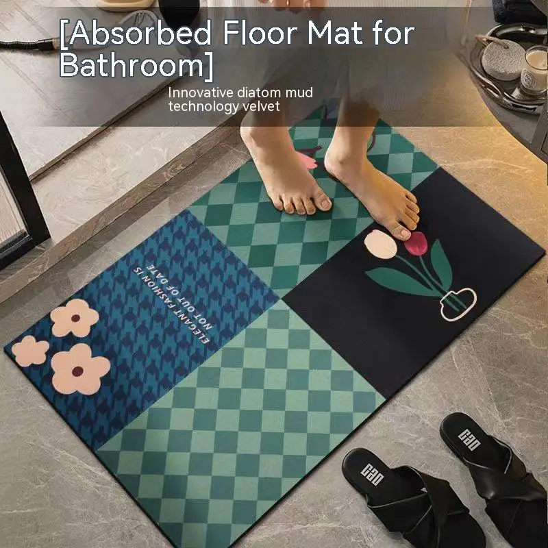 

Home Bath Mat Anti-slip Diatom Mud Absorbent Bathroom Kitchen Floor Mat Entrance Doormat Toilet Memory Foam Shower Rug Decor
