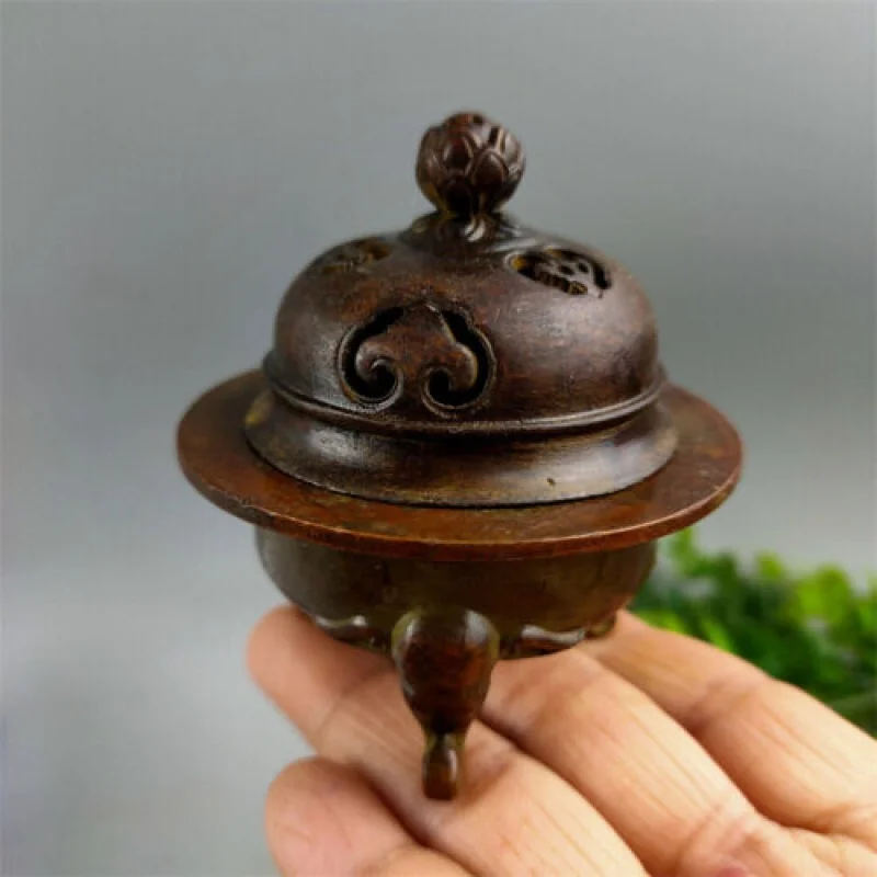 

Vintage Copper Hollow Elephant Foot Lotus Incense Burner Domestic Incense Burner