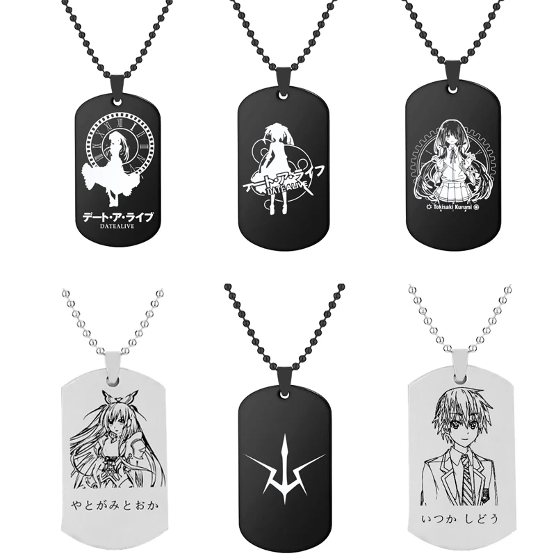 

Ожерелье с подвеской в виде собаки из черного титана с изображением аниме даты и прямой трансляции, мужские модные ожерелья токисаки Куруми...