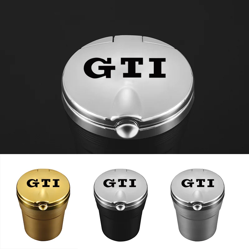 

High-end Car Ashtray LED Ash Tray Portable Ashtray with GTI logo For GTI Polo Golf Volkswagen VW R400 TCR MK4 MK2 MK5 MK6 MK7