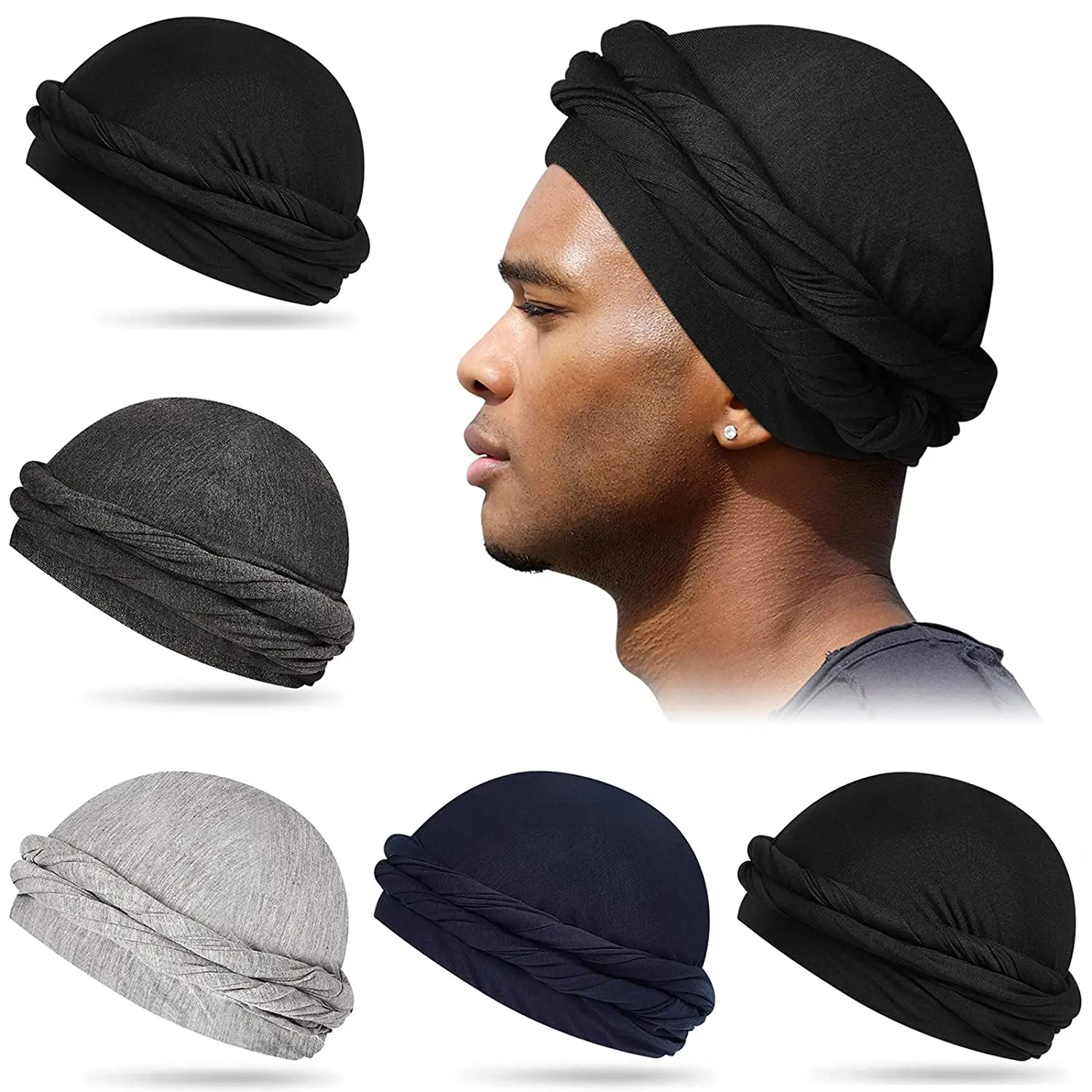 HaloTurban Durag Muslim Hijab Turban Satin Lined HeadScarf Men Turban HeadWrap Comfy Chemo Hat Turban HeadScarf