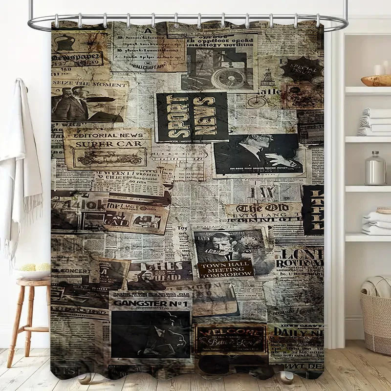 Винтажный газетный коллаж дизайн водонепроницаемая занавеска для душа