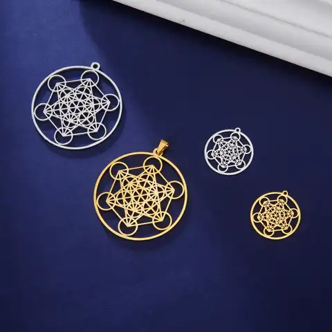 Skyrim Archangel Metatron Cube charm for necklace Earrings Earrings made of stainless steel GEOMETRICAL Geometric DIY Suspensions