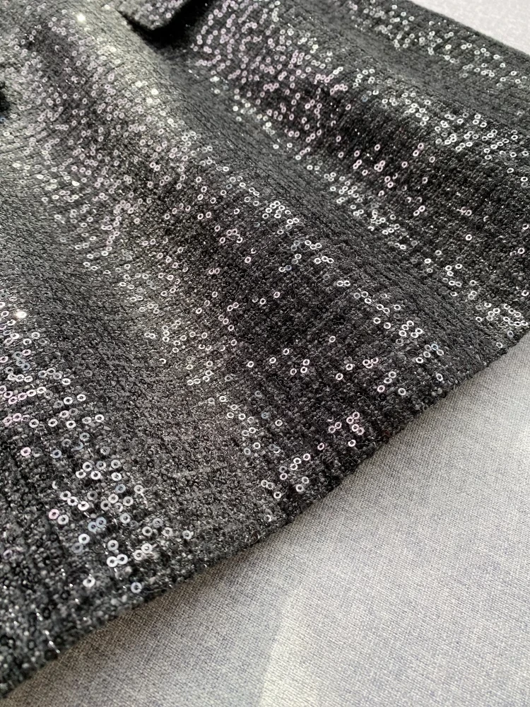 Женское твидовое короткое платье с пайетками украшение бантом приталенный крой