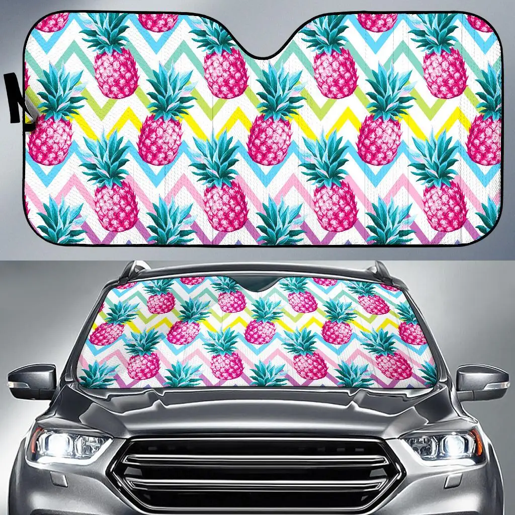

Neon Zig Zag Pineapple Pattern Print Car Sun Shade