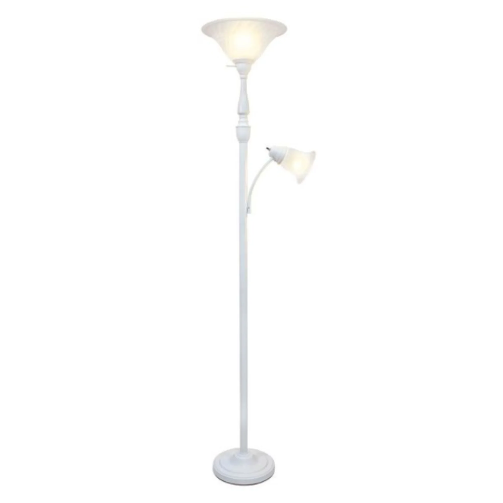 

2 Light Mother Daughter Floor Lamp with White Marble Glass