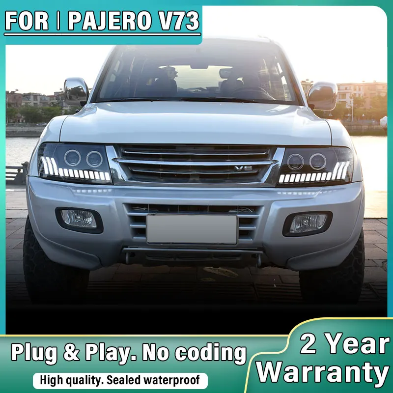 

LED Head Lamp For Mitsubishi Pajero V73 2004-2016 accesorios para auto LED DRL Hella 5 Xenon Lens Hid H7 Car Montero Accessories