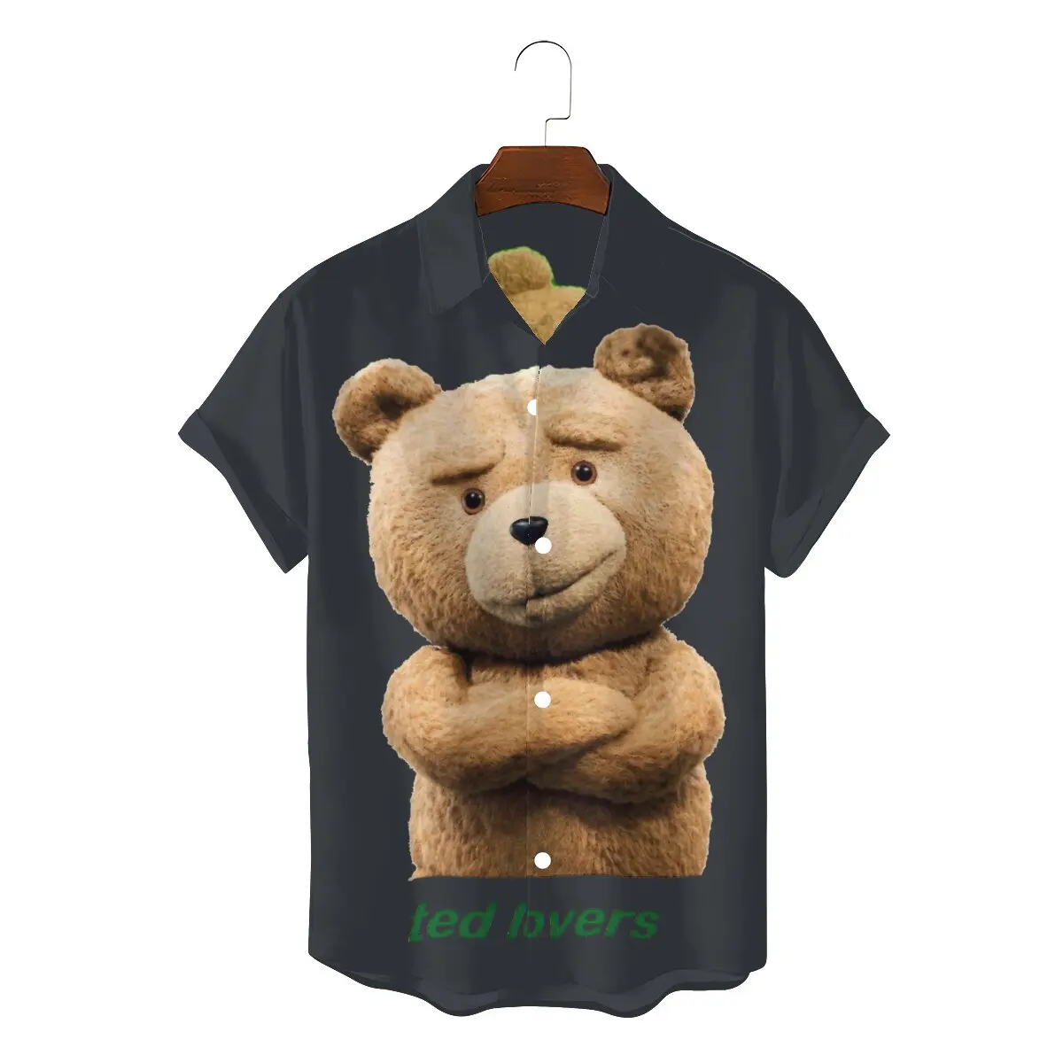 

Ted Lovers 2022 Men Novelty Hawaii Shirts Teddy Bear Square Collar Tops Fabric 3D Shirt High Quality Birthday Gifts