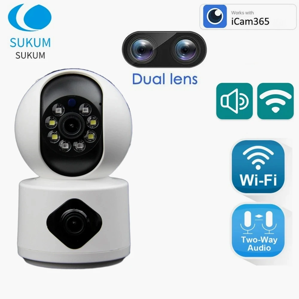 

4MP Security Dual Lens WIFI Camera ICAM365 Smart Home Indoor Speed Dome Wireless MINI CCTV Camera