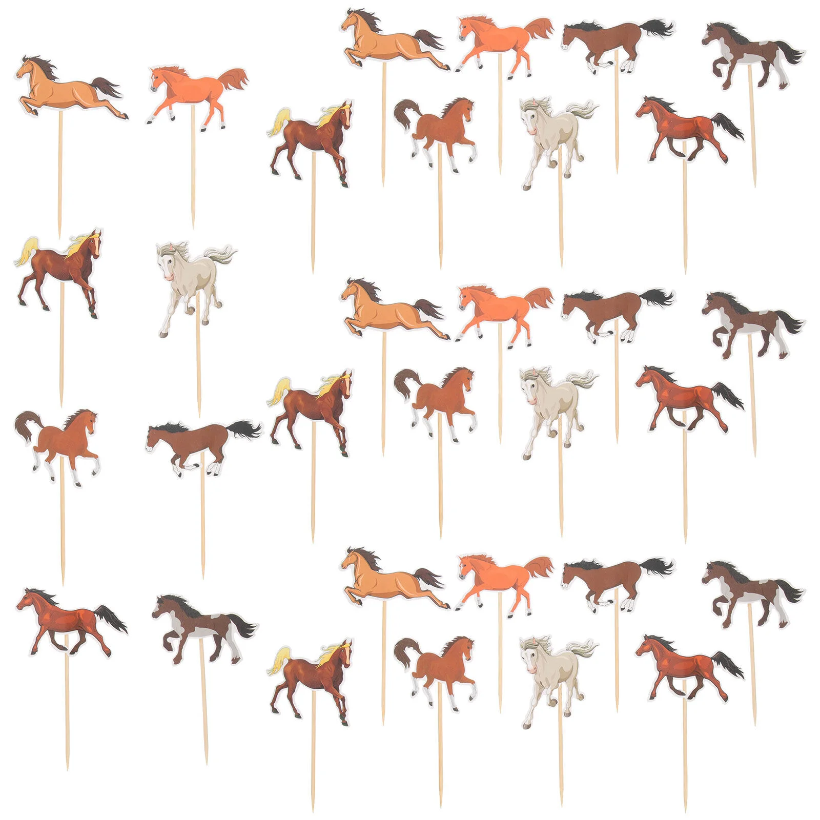 

32 Pcs Happy Birthday Kids' Party Supplies Horse Cupcake Toppers Favors Baby Shower Animal Decorations Theme Paper Child