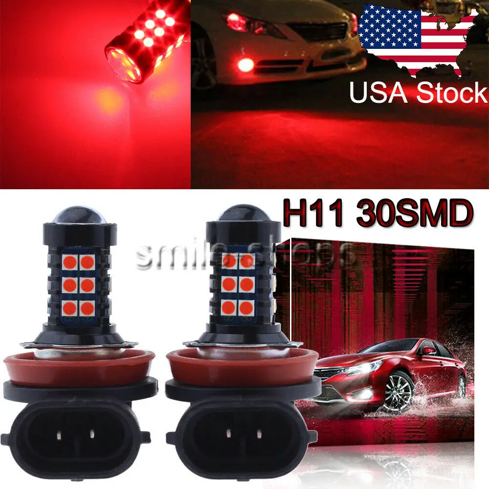 

H11 H8 H9 H16 3030 30Smd Led Fog Light Bulbs Conversion Kit Super Bright Red Us