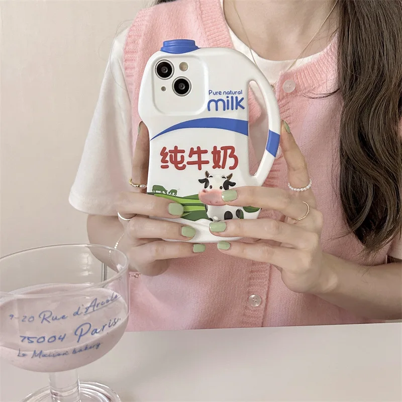

Originality Pure Milk Bottle Phone Cover Case for iPhone 14 13 12 11 Pro Max 14 13 12