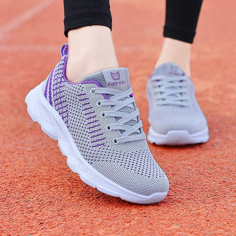 Women's Sports Shoes Flat Bottom Large Size 42  Running Shoes Mesh Surface Women Sports And Leisure Shoes Breathable Mesh Shoes