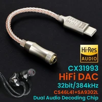 cx31993 usb type c to 3 5mm audio interface headphone amplifier hifi dac earphone sound amplifier 32bit 384khz audio adapter
