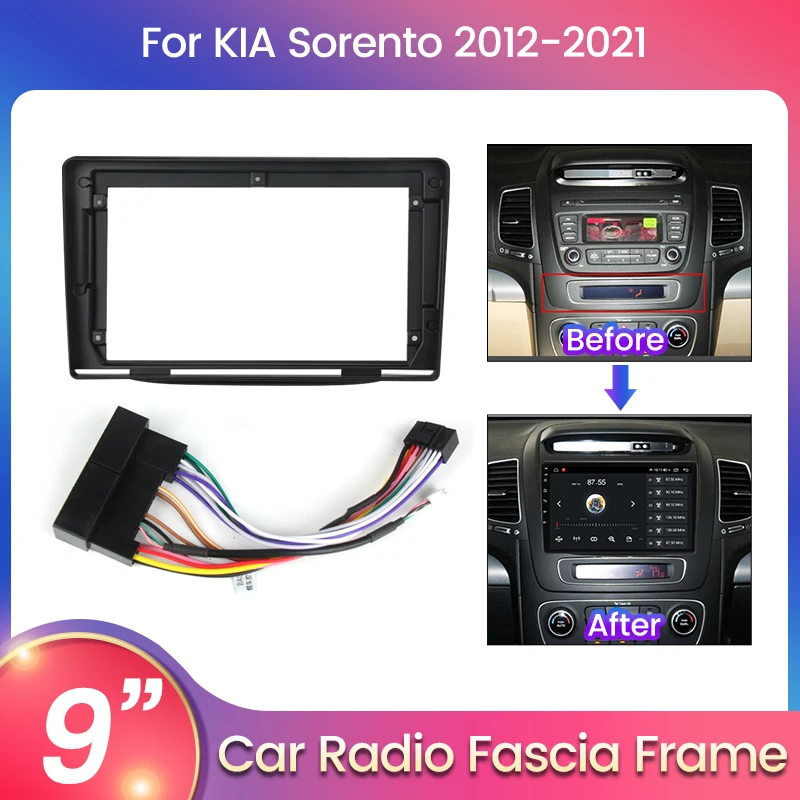

Рамка для 9-дюймового хоста автомобильного радиоприемника для KIA Sorento 2012 2013 2014 2015 2016 2017-2021 с кабелем