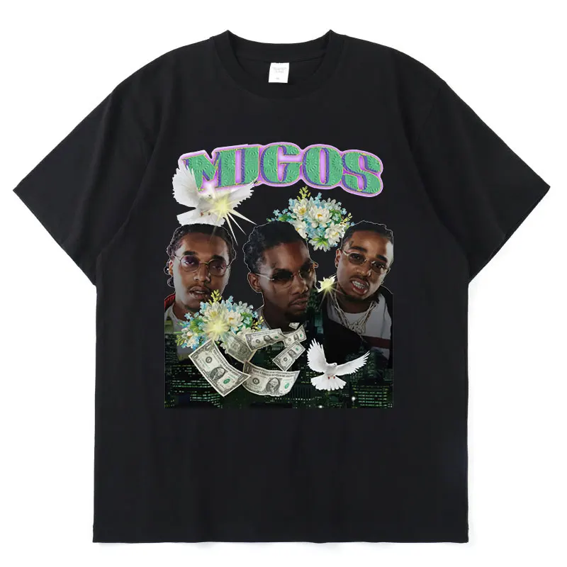 

Футболка Migos Женская/мужская в готическом стиле, смешная тенниска оверсайз с графическим принтом, модная майка в стиле панк с коротким рукав...